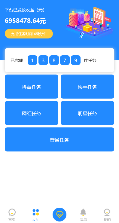 抖音快手点赞任务悬赏系统源码/多平台短视频互动任务平台/支持会员分佣