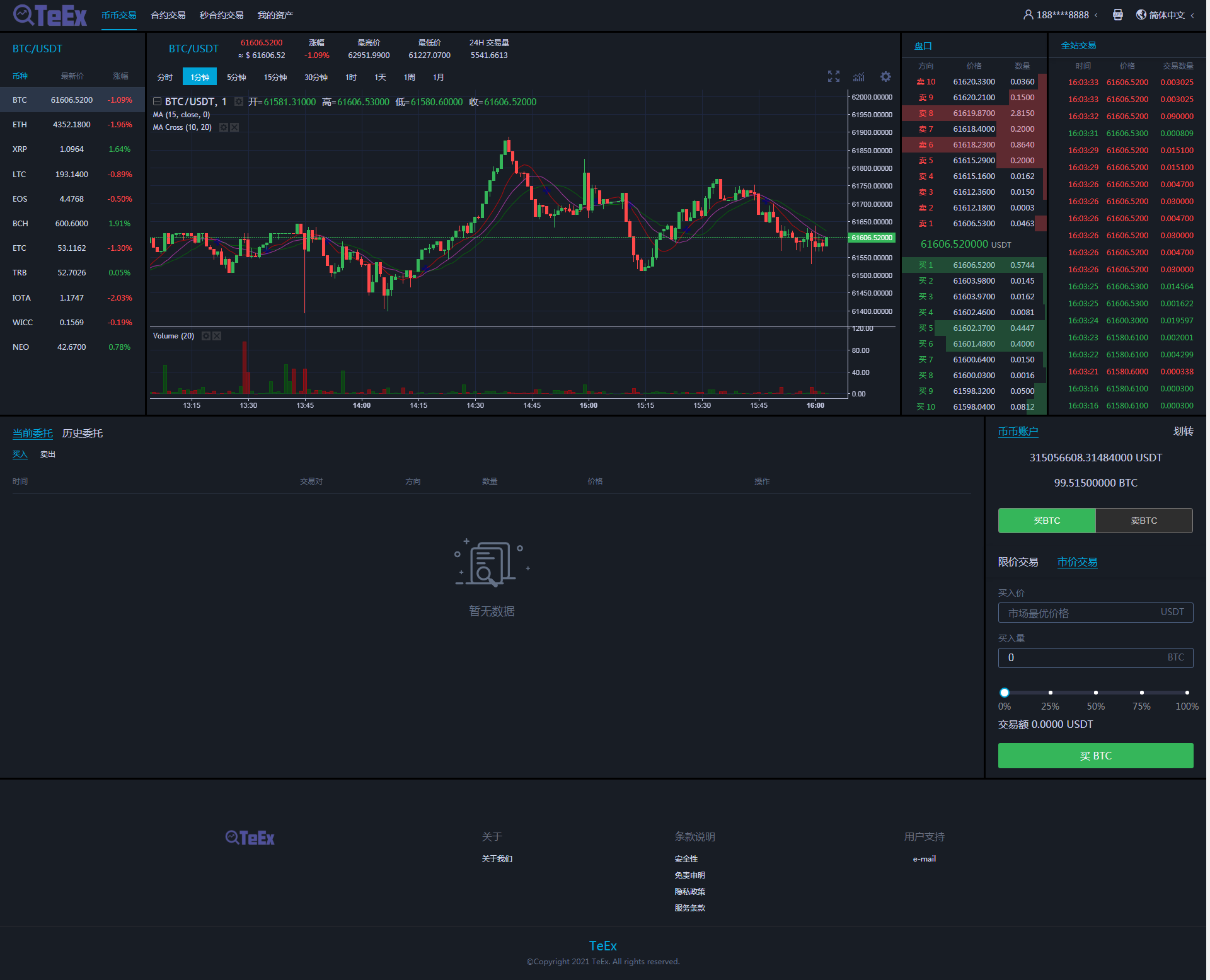 TeEx多语言交易所系统源码/USDT秒合约/杠杆/C2C交易平台/前端VUE全开源